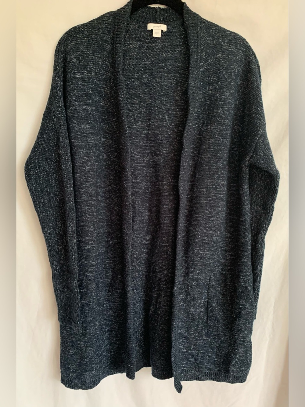 PureJill Open-Front Dark Gray Heather Cardigan Sweater with Pockets